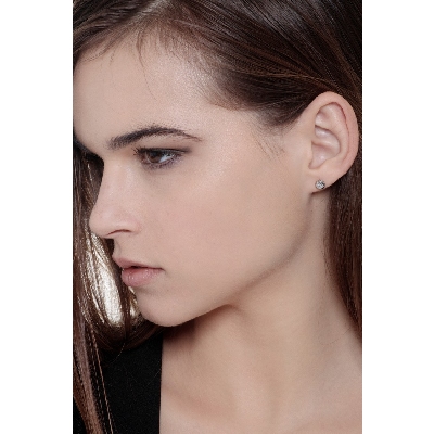 Boucles d'oreilles puce diamant 0.14 ct or blanc 750