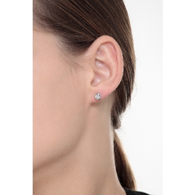 Boucles d'oreilles puce en diamant 0.16 ct or blanc 18k  