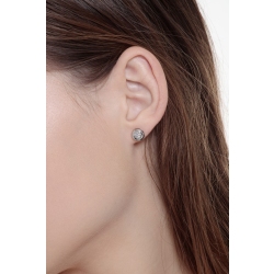 Boucles d'oreilles diamants 0.40 ct serti clos or blanc 18k 2