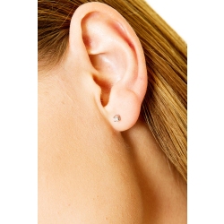Boucles d'oreilles puce en or blanc 750 avec diamants 0.08 ct  2