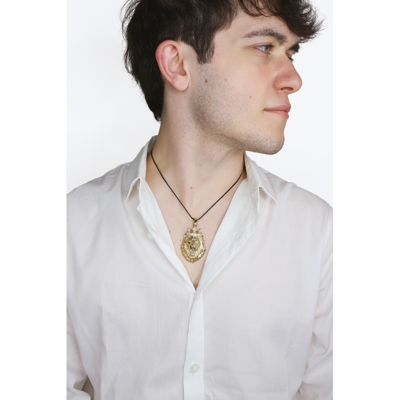 Pendentif Tête Lion Or Jaune 18K  Pendentif Tête Lion Or Jaune 18K
