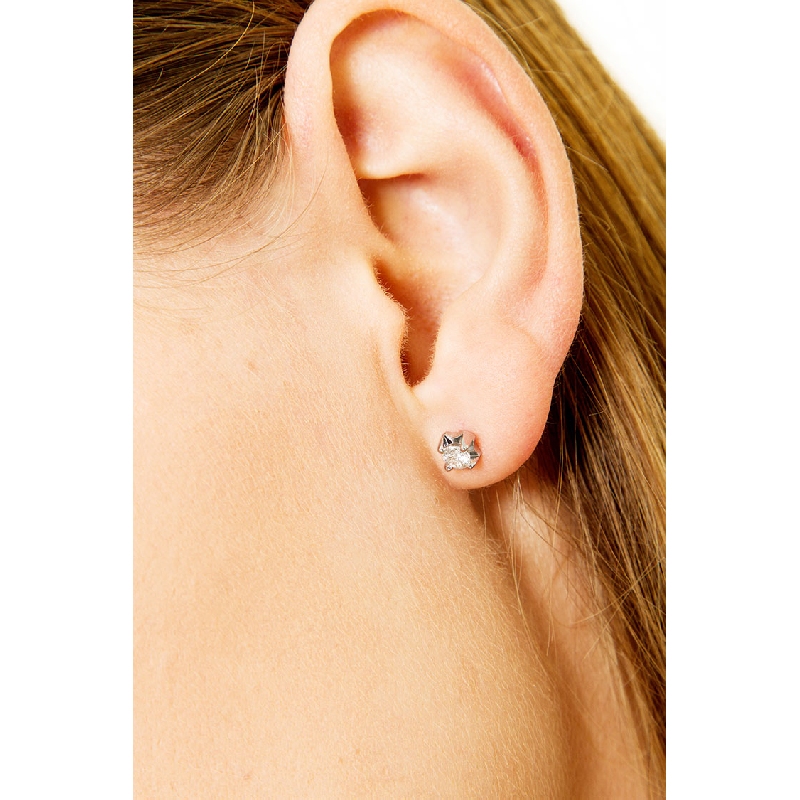 Clous d'oreilles solitaire 6 griffes 0.40 ct or blanc 18k Clous d'oreilles solitaire 6 griffes 0.40 ct or blanc 18k