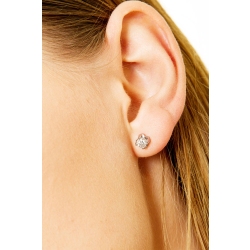 Boucles d'oreilles en or blanc 18k à 4 griffes avec diamants ct. 0.50 2