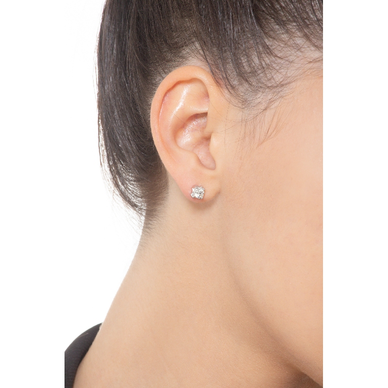 Clous d'oreilles puce diamant 0.80 ct or blanc 18k Clous d'oreilles puce diamant 0.80 ct or blanc 18k