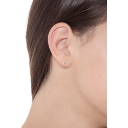 Boucles d'oreilles puce en or blanc 18k à 6 griffes avec diamants 0.08 ct 2