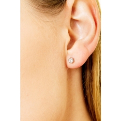 Boucles d'oreilles en or blanc 18k à 6 griffes et diamants 0.30 ct 2