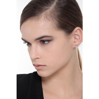 Boucles d'oreilles 6 griffes en or blanc 18k avec diamants 0.50 ct