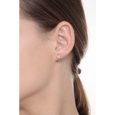 Boucles d'oreilles 6 griffes en or blanc 18k avec diamants 0.50 ct