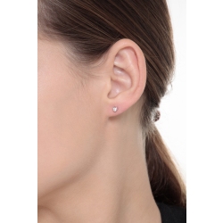 Boucles d'oreilles diamants ct 0.12 or blanc 750 à 3 branches  2