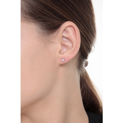 Boucles d'oreilles diamants ct 0.12 or blanc 750 à 3 branches 