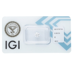 Diamant Certifié IGI  0.52 CT E VS2