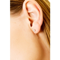 Boucles d'oreilles solitaire diamant 0.26 ct en or blanc 18k  2