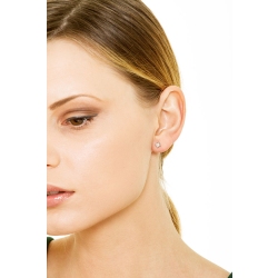 Boucles d'oreilles femme puce or blanc 750 4 griffes diamants 0.30 ct 2