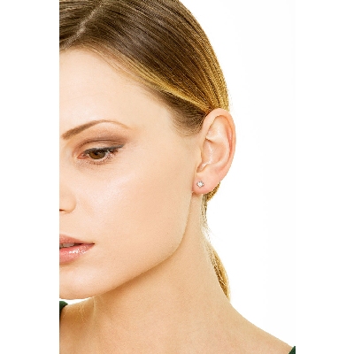 Boucles d'oreilles femme puce or blanc 750 4 griffes diamants 0.30 ct