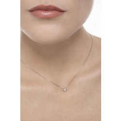 Pendentif solitaire diamant serti clos 0.05 ct or blanc 18k 2