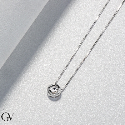 Pendentif diamant solitaire 0.25 ct or blanc 750