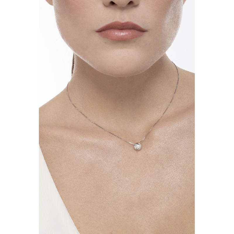 Pendentif diamant solitaire 0.25 ct or blanc 750