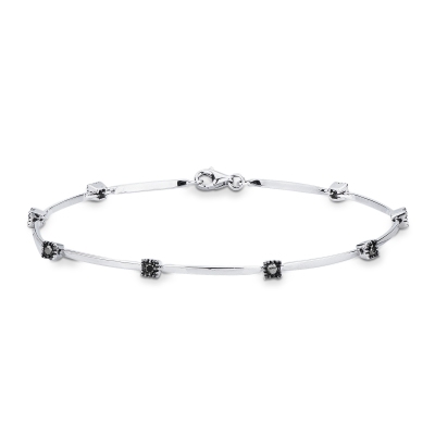 Bracelet alterné homme en or blanc 18 carats avec diamants noirs cm 20