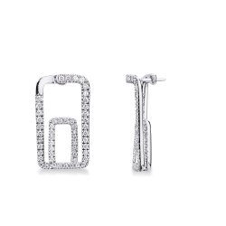 Boucles d’oreilles géométriques en or blanc avec diamants