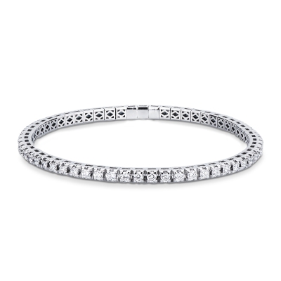 Bracelet tennis elastique en or blanc 750 avec diamants