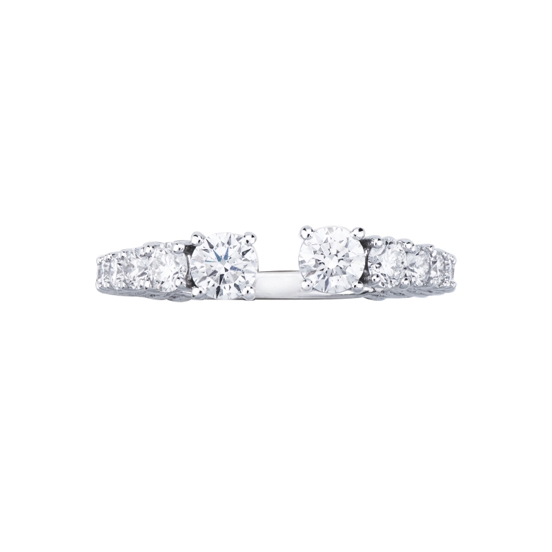 Bague ouverte en or blanc 18k avec diamants Bague ouverte en or blanc 18k avec diamants
