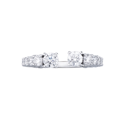 Bague ouverte en or blanc 18k avec diamants