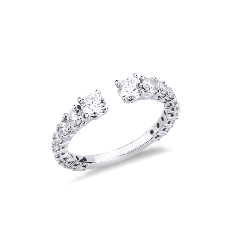 Bague ouverte en or blanc 18k avec diamants Bague ouverte en or blanc 18k avec diamants