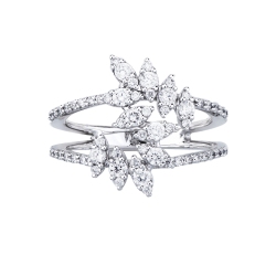 Bague design deux rangs en or blanc 18k avec diamants 2