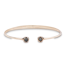 Bracelet Jonc en Or Rose 18 Carats avec Diamants Noirs