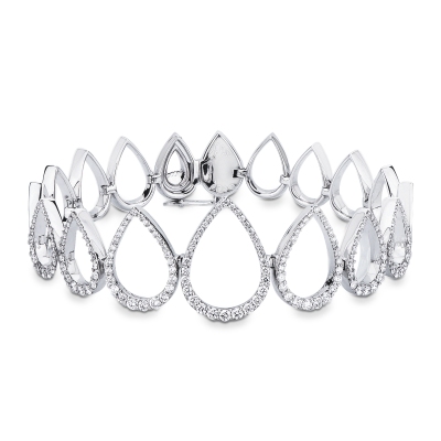  Bracelet fantaisie goutte en or blanc