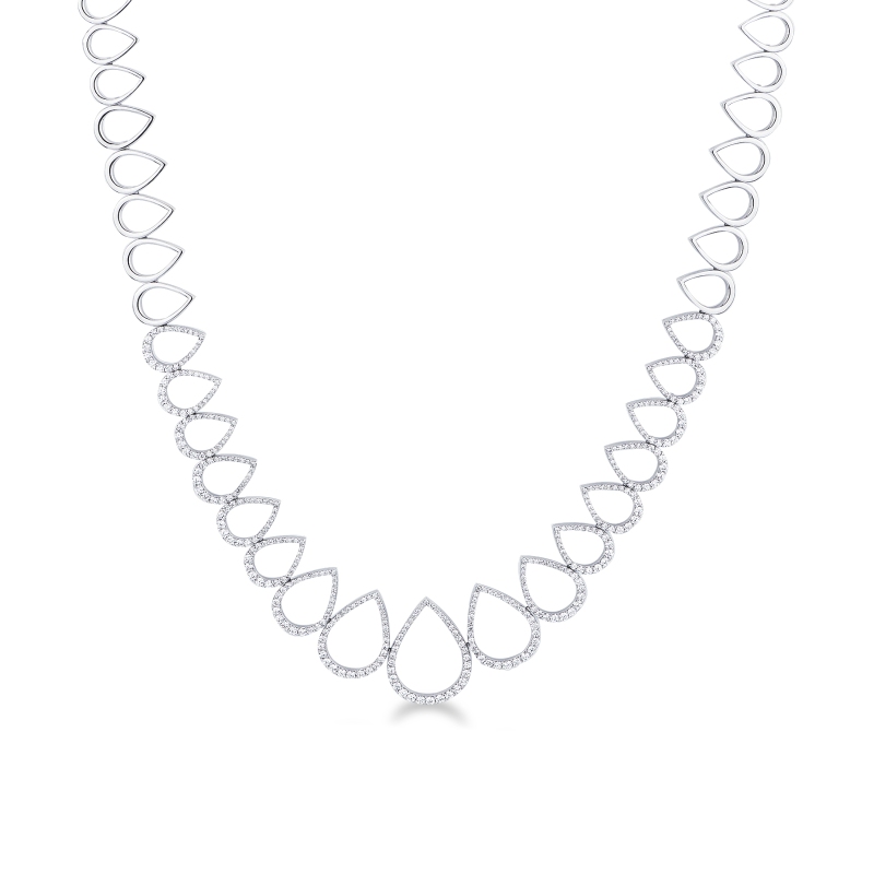 Collier fantaisie goutte en or blanc Collier fantaisie goutte en or blanc