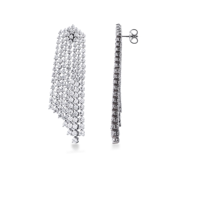 Boucles d oreilles tennis cascade en or blanc 18k avec diamants