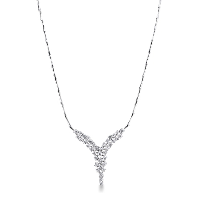 Collier rigide cascade en or blanc avec diamants