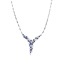 Collier en or blanc 18k avec saphirs et diamants