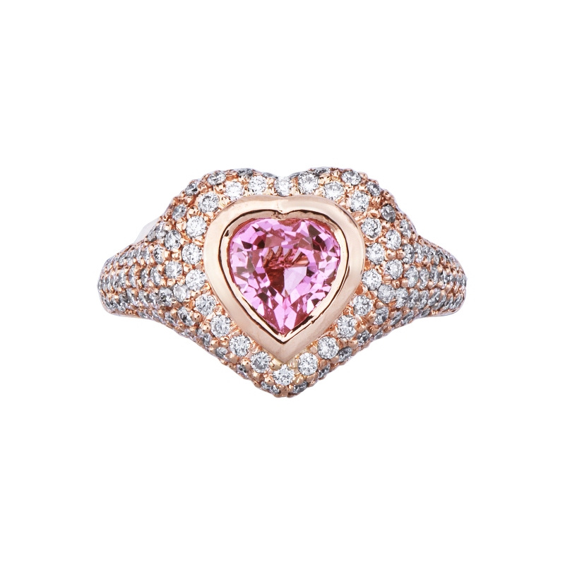 Bague en or rose 18 carats saphir rose et diamants Bague en or rose 18 carats saphir rose et diamants