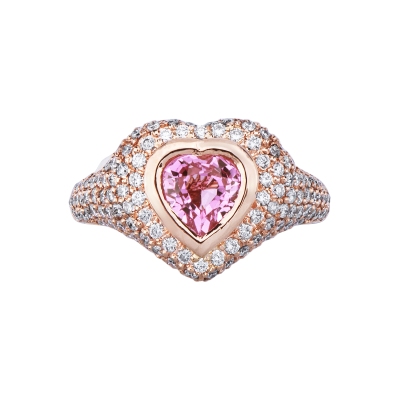 Bague en or rose 18 carats saphir rose et diamants