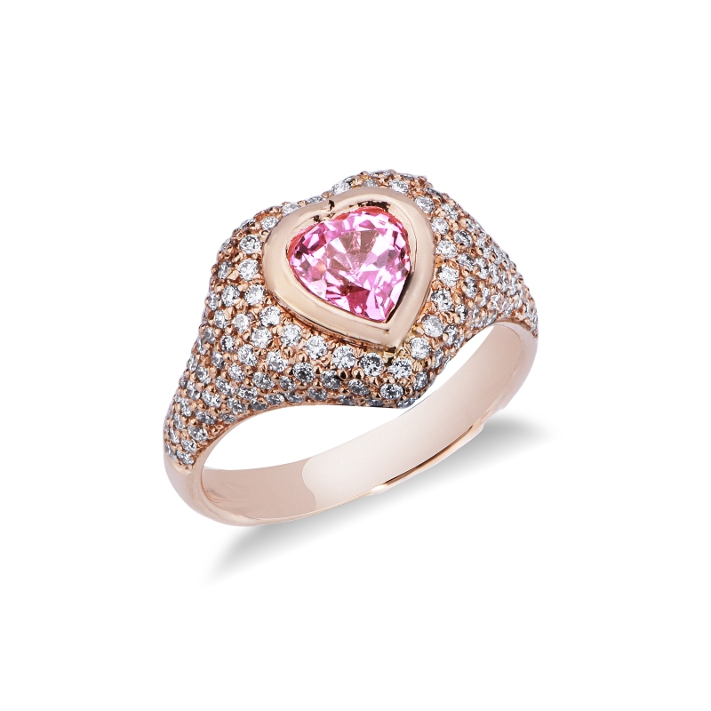 Bague en or rose 18 carats saphir rose et diamants Bague en or rose 18 carats saphir rose et diamants