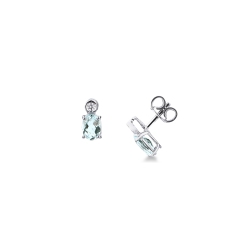 Puces en or blanc 18k avec aigue-marines ovales et diamants