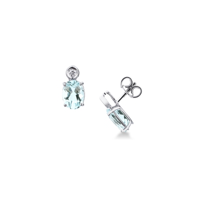Puces en or blanc 18k avec aigue-marines avec diamant