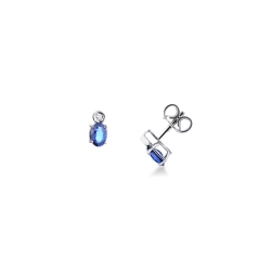 Puces en or blanc 750 avec saphirs bleus et diamant