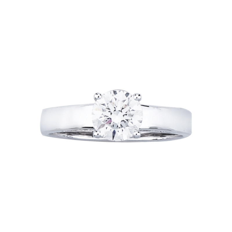 Bague solitaire en or blanc 18k avec diamant certifié IGI 1.00 ct 