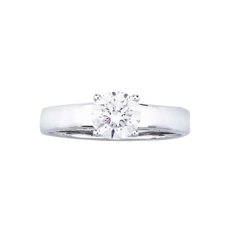 Bague solitaire en or blanc 18 carats avec diamant certifié IGI CT 0,90 