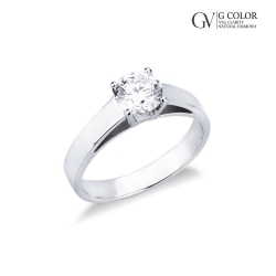 Bague solitaire en or blanc 18 carats avec diamant certifié IGI CT 0,90