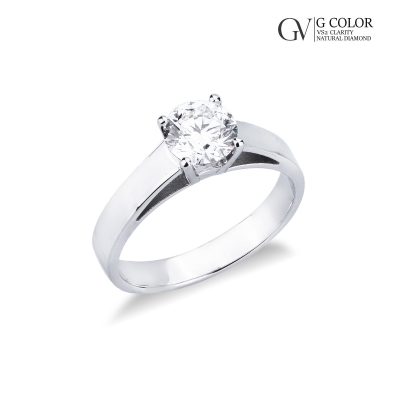 Bague solitaire en or blanc 18k avec diamant certifié IGI 1.00 ct 
