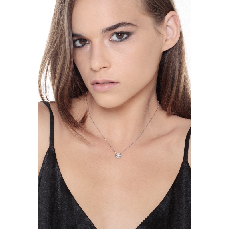 Collier pendentif diamant 0.50 ct or blanc 750