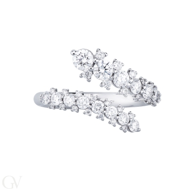 Bague contrarié design avec diamants en or blanc 18 carats