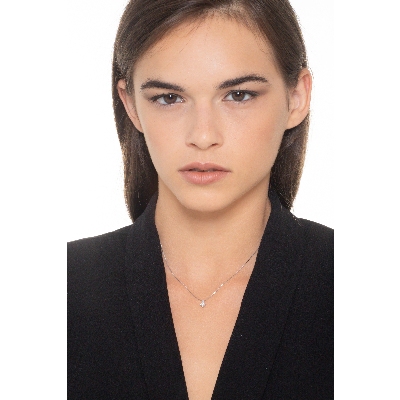 Collier pendentif solitaire en or blanc 18k et diamant 0.20 ct