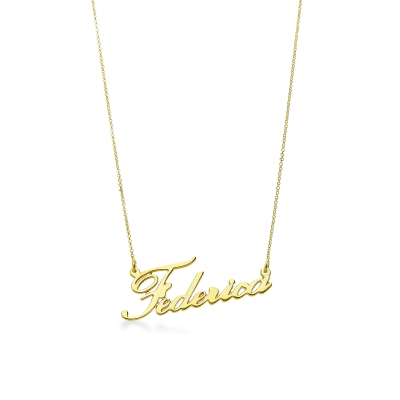 Collier personnalisable or jaune 18k avec prenom en cursive