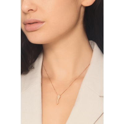 Collier en or rose 18 ct avec pendentif serti de diamants