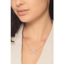 Collier ras du cou avec ovale en or blanc 18 carats et diamants 2